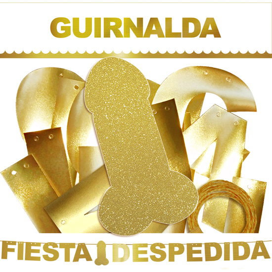 GUIRNALDA FIESTA DESPEDIDA PENE DORADO (CARTULINA DORADA 220GR)