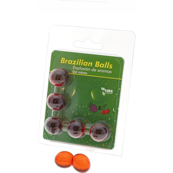 5 BRAZILIAN BALLS EXPLOSION DE AROMAS GEL INTIMO - FRESA Y CEREZA