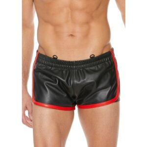 SHORTS CUERO VERSÁTIL - NEGRO/ROJO