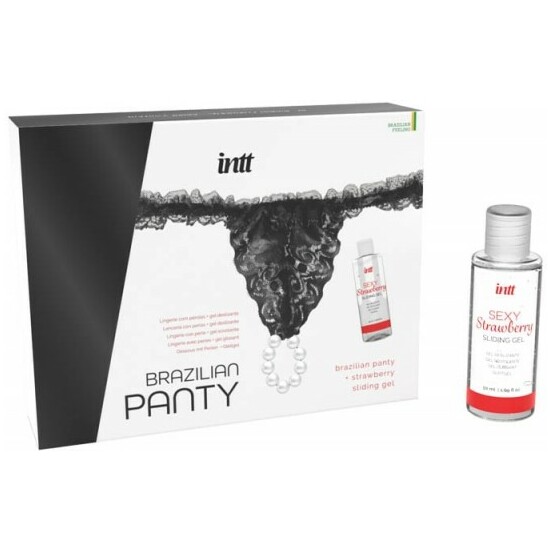 BRAZILIAN PANTY NEGRO + SLIDING GEL DE FRESA