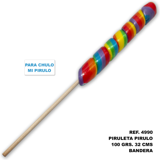 PIRULETA PIRULO 100 GR. Y 32 CM CON LA BANDERA LGBT (PARA CHULO, CHULO MI PIRULO)