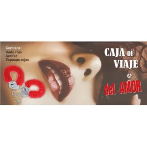 CAJA DE VIAJE DEL AMOR ESPOSAS ROJAS + DADO + ANTIFAZ