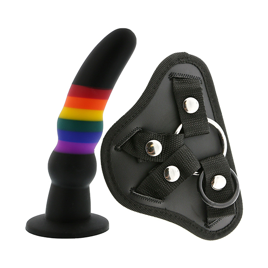 COLOURFUL LOVE STRAP ON SOLID DILDO