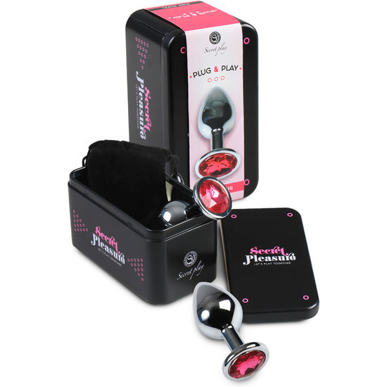 PLUG ANAL METAL MEDIANO FUCSIA CON BOLSA