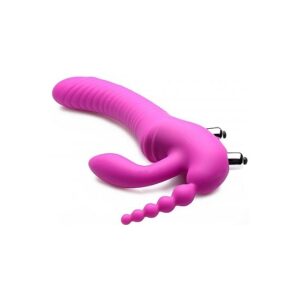 REGAL RIDER TRIPLE G ARNÉS CON DILDO VIBRADOR DE SILICONA - MORADO