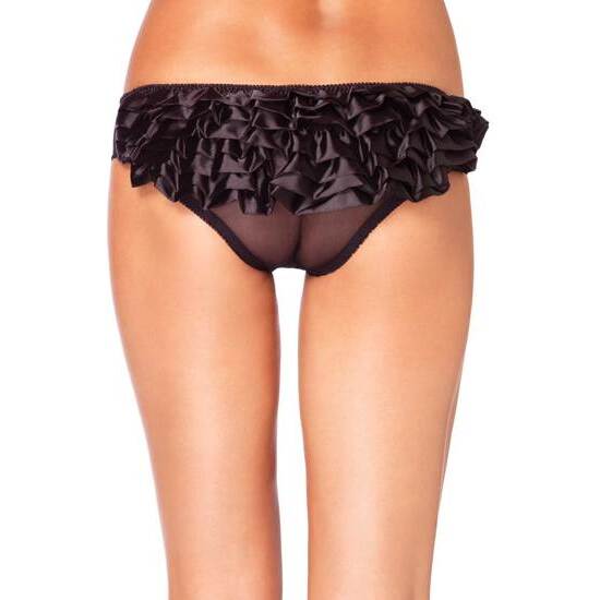 LEG AVENUE BRAGUITA TRANSPARENTE CON VOLANTES NEGRA